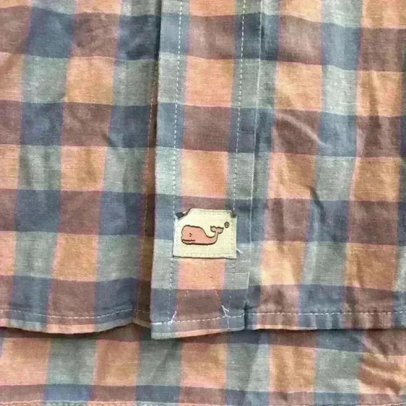 Vineyard Vines Slim Fit Murray Shirt Button Front Long Sleeve Pink Blue Plaid XL - Picture 2 of 4
